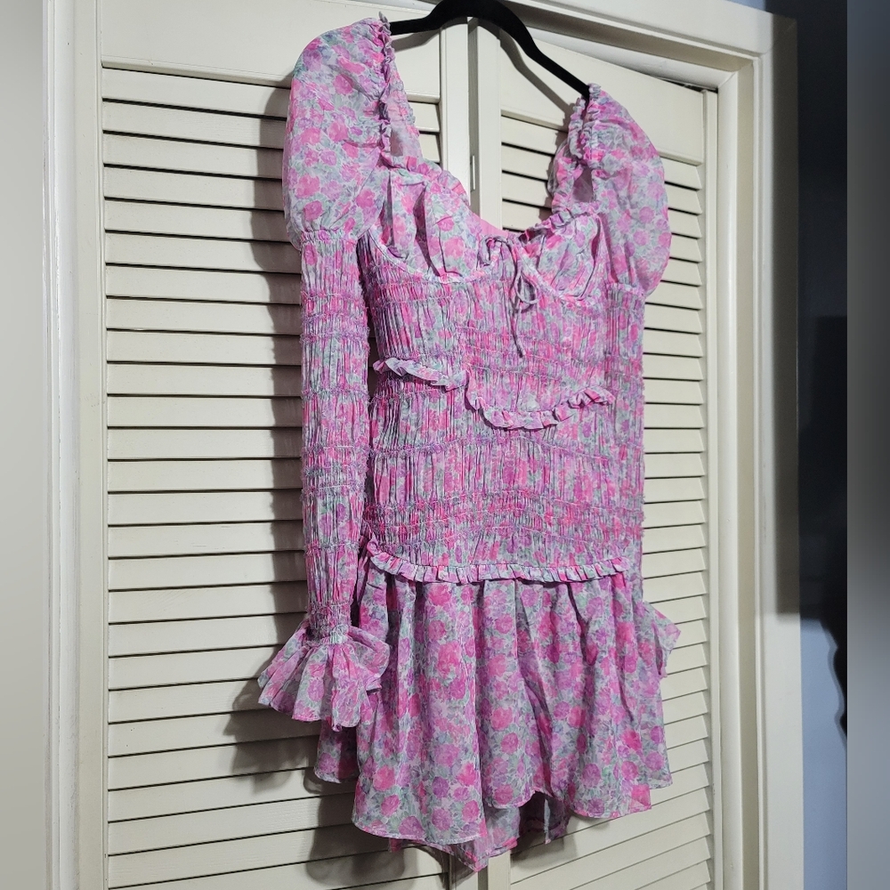 🍋 For Love & Lemons Oakley Mini Dress Size Small 🪻🌷🌼🌻🪷 NWT